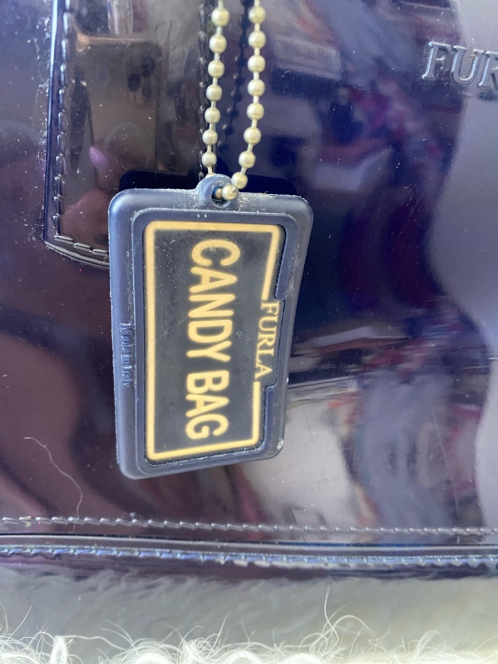 FURLA Candy Bag Glossy Patent Satchel in Navy Blue 💙 - Picture 6 of 13
